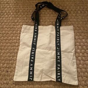 NWOT JIMMY FAIRLY Large Canvas Tote with Black Logo Shoulder Straps, Unisex